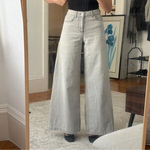 Wide-Leg Stone Gray Jeans
